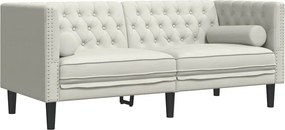 vidaXL 2 személyes krémszínű bársony Chesterfield kanapé párnákkal