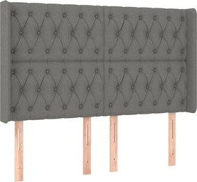 vidaXL sötétszürke szövet fejtámla szárnyakkal 147x16x118/128 cm