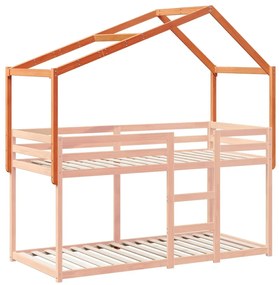 viaszbarna tömör fenyőfa gyerekágytető 203 x 80,5 x 142 cm