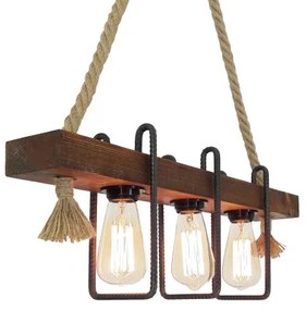 Kábelcsillár KUTUK 3xE27/40W/230V, fenyő