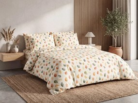Krepp ágyneműhuzat SZETT ŐSZI SZÍNEK POLI színes + Jersey gumis lepedő 90 x 200 cm világos krém, egyszemélyes