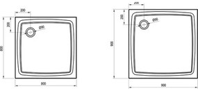 Ravak XA034411010 - PERSEUS négyzetes zuhanytálca 80x80 cm fehér