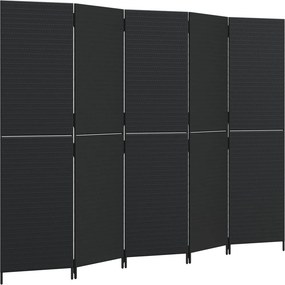 vidaXL fekete 5-paneles polyrattan térelválasztó