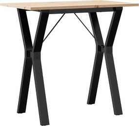 vidaXL tömör fenyőfa és acél étkezőasztal Y-vázzal 80x50x75 cm