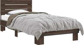 vidaXL barna tölgyszínű szerelt fa és fém ágykeret 90 x 200 cm