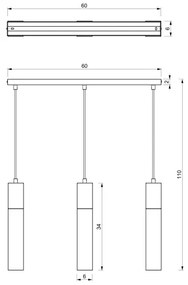 Csillár zsinóron TULUM 3xGU10/60W/230V fekete