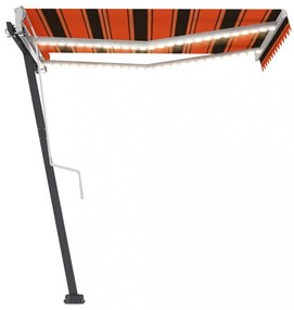 narancs és barna kézzel kihúzható LED-es napellenző 300x250 cm