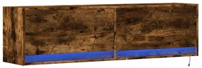 füstös tölgy színű fali TV-szekrény LED-ekkel 140 x 31 x 38 cm