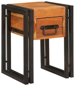 Kisasztal Barna és fekete 30 x 30 x 40 cm Tömör akácfa és Fém