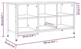 füstös tölgy színű szerelt fa cipősszekrény 100x35x50 cm