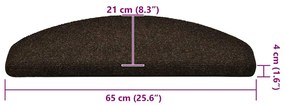 öntapadós lépcsőszőnyegek 30 db 65 x 21 x 4 cm barna félkör alakú nagy