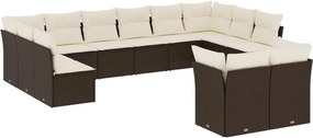 vidaXL 12 részes barna polyrattan kerti ülőgarnitúra párnákkal