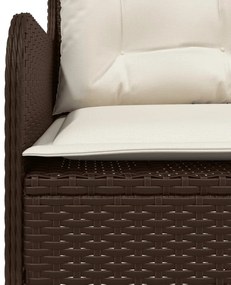 barna polyrattan L-alakú kerti kanapé párnákkal