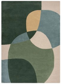 Zöld kézi szövésű gyapjú szőnyeg 120x170 cm Glow Green & Blue – Flair Rugs