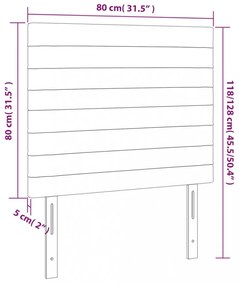 sötétbarna szövet LED-es fejtámla 80x5x118/128 cm