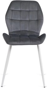 Szürke Bársony Étkezőszék Fehér Lábakkal. LUCKY