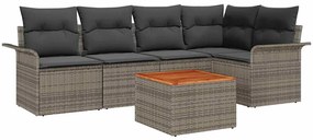 vidaXL Kerti Kanapé Szett tárolóval 6 pcs Szürke polirattan