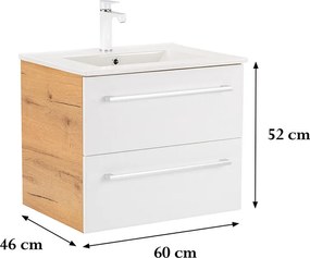Vario Clam 60 alsó szekrény mosdóval tölgy-fehér