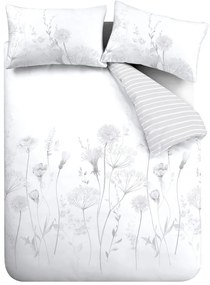 Meadowsweet Floral fehér-szürke ágyneműhuzat, 135 x 200 cm - Catherine Lansfield