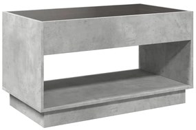 betonszürke végtelen hatású LED-es dohányzóasztal 90x50x50 cm