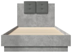 betonszürke szerelt fa ágykeret fejtámlával 100x200 cm