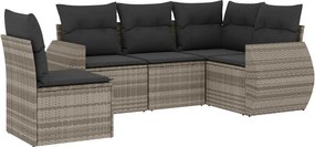 vidaXL 5 részes világosszürke polyrattan kerti ülőgarnitúra párnákkal