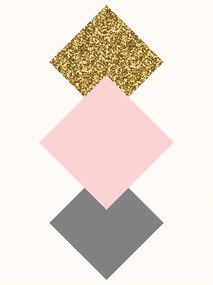 Fotótapéta flizelina Rombusz arany rózsaszín szürke világos háttér 206x275 papír +ragasztó