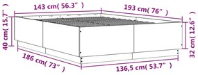 betonszürke szerelt fa ágykeret 140x190 cm