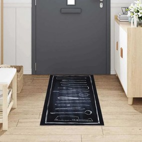 Konyhai szőnyeg Toile Fekete 180 x 60 cm Bársony