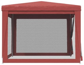 piros HDPE rendezvénysátor 4 hálós oldalfallal 3x3 m