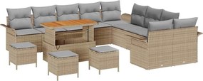 vidaXL Kerti Kanapé Szett párnával 14 pcs Beige és Világosszürke