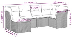 6 részes szürke polyrattan kerti ülőgarnitúra párnákkal