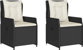 vidaXL 2 db fekete polyrattan dönthető kerti szék