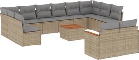 vidaXL 13részes vegyes bézs polyrattan kerti ülőgarnitúra párnákkal