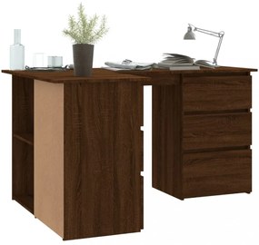 barna tölgy színű szerelt fa sarokíróasztal 145 x 100 x 76 cm