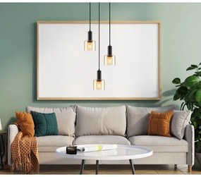 ITALUX PND-65342-3A-BK+AMB - Csillár zsinóron SANTIA 3xE27/40W/230V