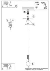 Szürkésbarna függőlámpa üveg búrával ø 12 cm Orbital – Sollux