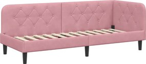 vidaXL Sarokágy keret fejtámlával Rózsaszín 80 x 200 cm Bársony