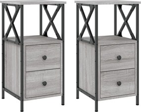 vidaXL 2 db szürke sonoma színű éjjeliszekrény 34x35,5x70 cm