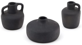 Fekete terrakotta váza készlet 3 db-os (magasság 6 cm) Sofra – Kave Home