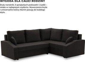 Grande Plus sarokkanapé, jobboldali, szövet anyag, fekete