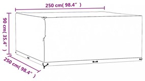 2 db négyzet alakú kerti bútorhuzat 16 fűzőlyukkal 250x250x90cm