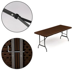 Összecsukható barna műanyag kerti asztal