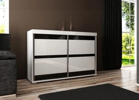 Tablet 5 140 Tolóajtós Komód 140cm, Fehér-Fekete