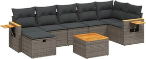 vidaXL 8 részes szürke polyrattan kerti ülőgarnitúra párnákkal
