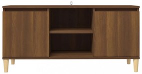 barna tölgyszínű TV-szekrény tömör falábakkal 103,5x35x50 cm