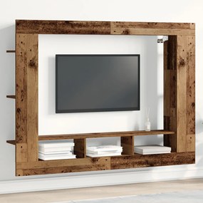 TV szekrény fali elhelyezés, régi fa 152x22x113 cm