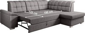 Kinyitható ülőgarnitúra, barnásszürke, jobbos, OREO ROH