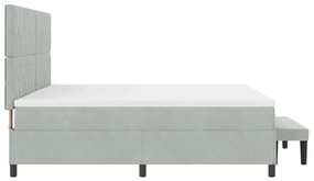 Box Spring Ágy Matraccal és Pad Light Grey 200x200 cm Bársonyos