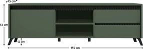 TV-asztal, smoke zöld/fekete, LONGY RTV1K2So